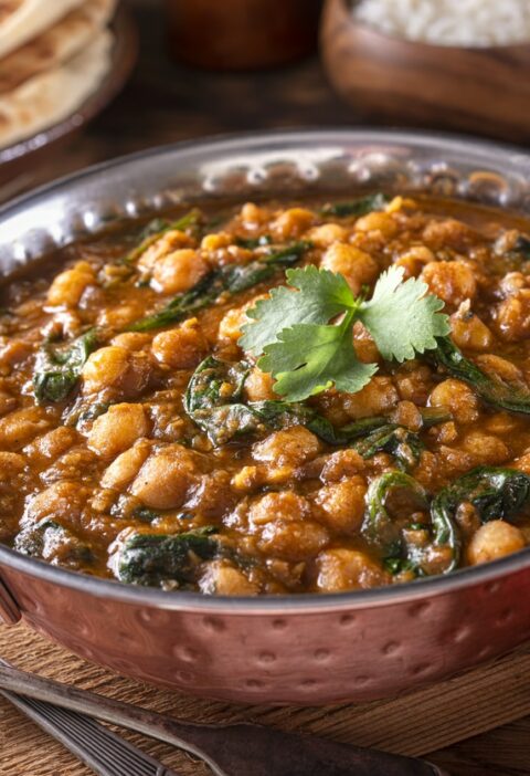 Spinach curry with chickpeas