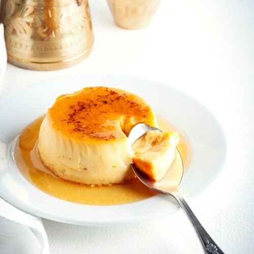 coconut milk and caramel pudding